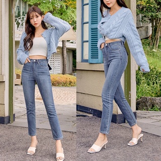 【pre-order】กางเกงยีนส์เกาหลี chuu -5kg jeans high rise slim straight ankle jeans