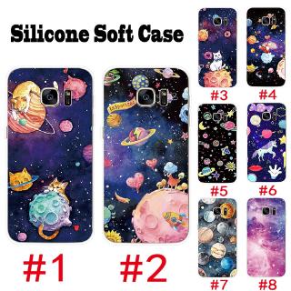 เคสโทรศัพท์ แบบซิลิโคน TPU นิ่ม ลายดาวเคราะห์ นอกอวกาศ สำหรับ Samsung Galaxy S6 S6Edge S7 Edge S8 S8+ Plus