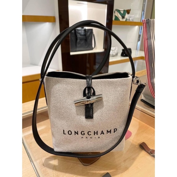 พร้อมส่ง Longchamp ROSEAU Bucket bag S - Beige Canvas