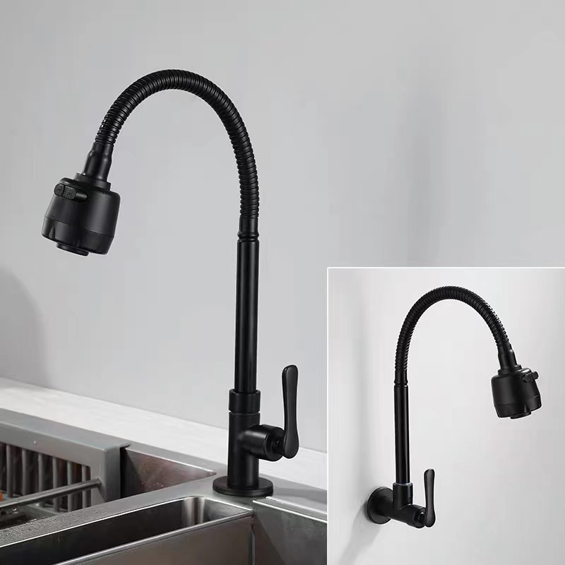 SHT ก๊อกน้ำซิงค์ แบบตั้ง  สีดำ ปรับได้ 2 ระดับ  หมุนได้360 รหัส HC-5002 สินค้าพร้อมส่ง