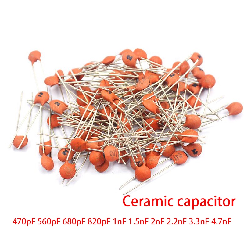 100pcs ตัวเก็บประจุเซรามิก 50V 470pF 560pF 680pF 820pF 1nF 1.5nF 2nF 2.2nF 3.3nF 4.7nF