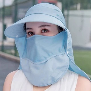 ☆พร้อมส่ง☆ หมวกกันแดดคลุมหน้าผู้ใหญ่ หมวกแคดดี้ผู้หญิง ผ้าโพลีเอสเตอร์กันความร้อน 360 องศา