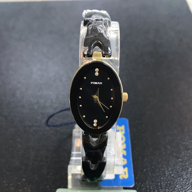 นาฬิกาข้อมือผู้หญิง POMAR รุ่น 23153BKGD สายเซรามิคสีดำ