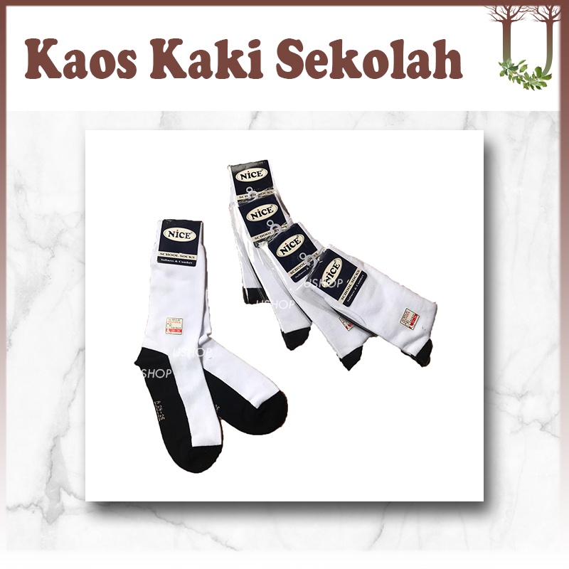 ถุงเท้าโรงเรียนประถมศึกษา กลาง และมัธยมที่ดี Back To School Spandex สีดําและสีขาวธรรมดา Ushop_Offici