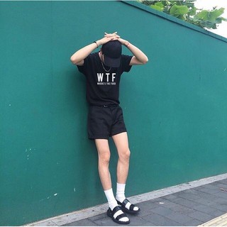 &lt;Charka&gt; เสื้อยืดสกรีน WTF เสื้อยืดแขนสั้น สกรีนลาย เสื้อยืดชาย ผ้า Cotton100%