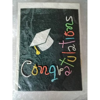 การ์ดอวยพรรับปริญญา (ขนาด L) Congratulations ลายหมวกปริญญา Handmade Congratulations Mulberry Paper Card with Cap(Size L)