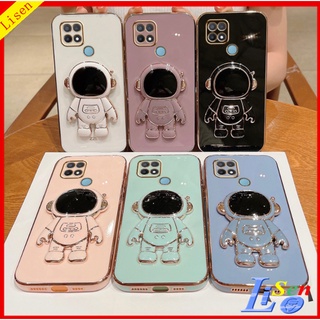 เคส OPPO A15 A15S A76 A96 A74 A54 A95 A16 A5S A7 A12 F9 A57 2022 A77 5G เคสโทรศัพท์มือถือ ลายนักบินอวกาศ พร้อมขาตั้ง สําหรับ YHY