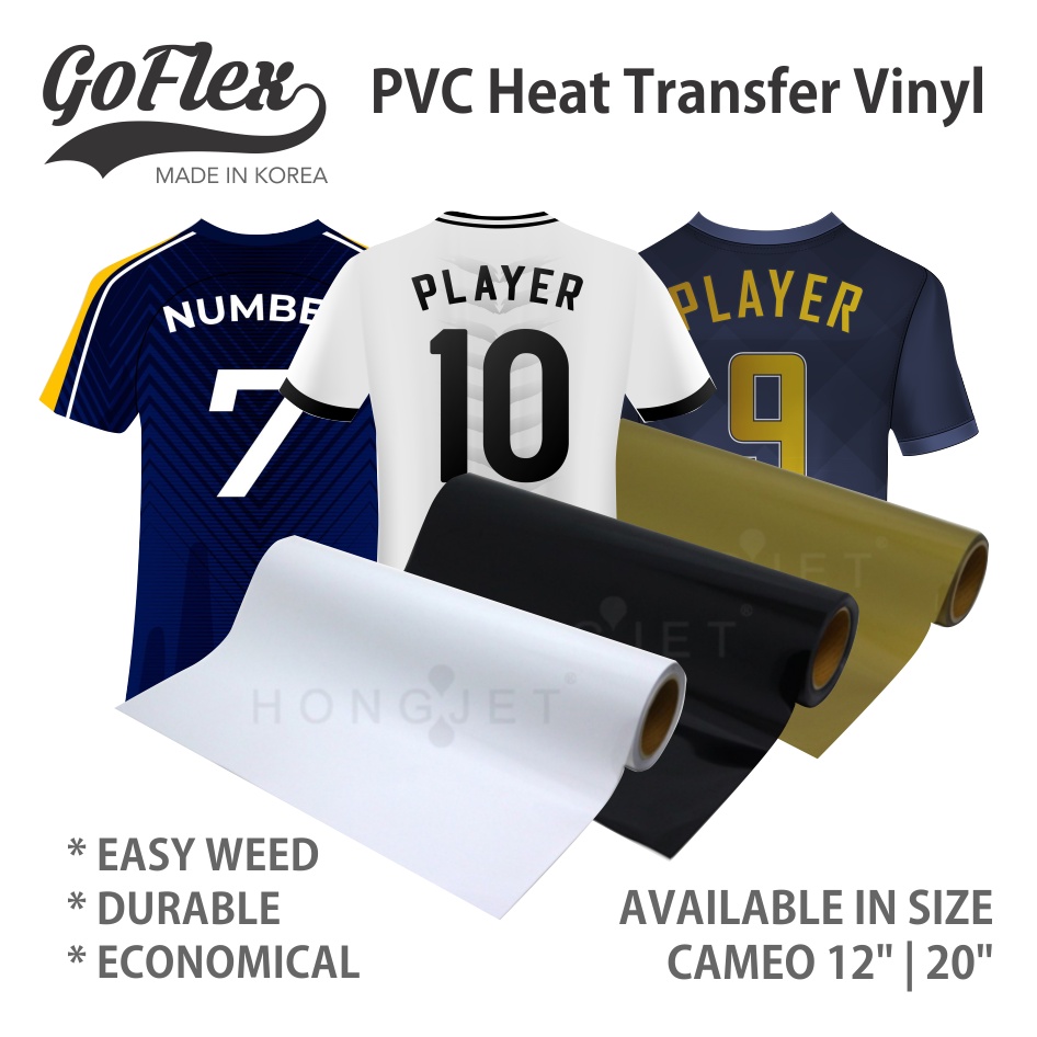 Goflex เกาหลี PVC Heat Transfer ไวนิลสําหรับตกแต่งเสื้อยืด,ตัวอักษรเจอร์ซีย์,จํานวน,ที่ดีที่สุดสําหร