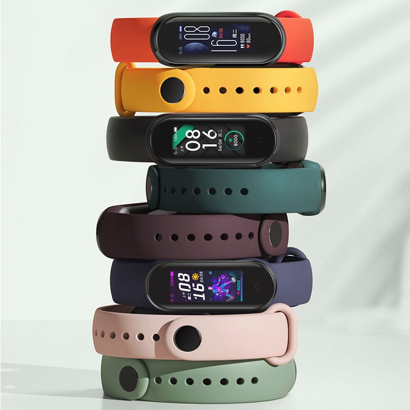 Xiaomi Mi Band 10/9/8/7/6/5/4/3 สาย 9 สายรัดข้อมือซิลิโคนสร้อยข้อมือ Xiaomi Mi Band 8 Mi10 Miband 7 สายรัดข้อมือสีชมพู Xiomi Mi Band 3/4/5/6