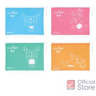 [Clearance Sale] Elephant แฟ้มซิป กระเป๋าซิปพลาสติก ฟันนี่เดียร์ A5 คละสี จำนวน 1 ชิ้น