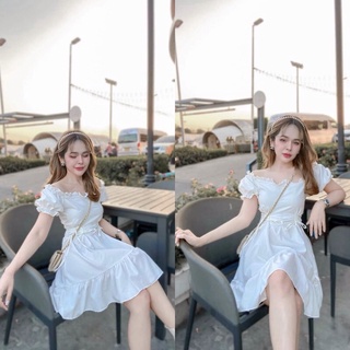 มินิเดรสเปิดไหล่ดีเทลรูดใต้อก