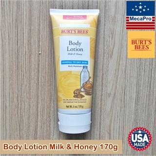 Burts Bees® Body Lotion Milk &amp; Honey 170g  Normal to Dry Skin บอดี้โลชั่น บำรุงผิว เบิร์ตส์บีส์