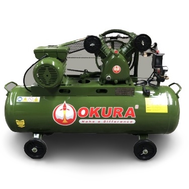 OKURA ปั้มลมสายพาน 100 ลิตร รุ่น V-0.258 3HP รอบเร็ว 220V ครบชุด
