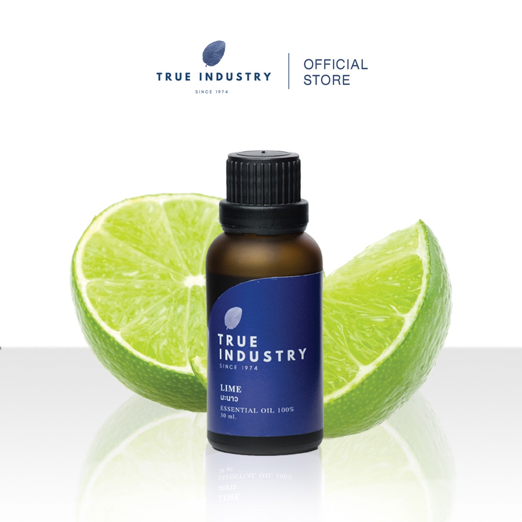True industry น้ำมันหอมระเหย 100 % กลิ่นมะนาว (Pure Lime essential oil) แถมฟรี จุกสำหรับหยด