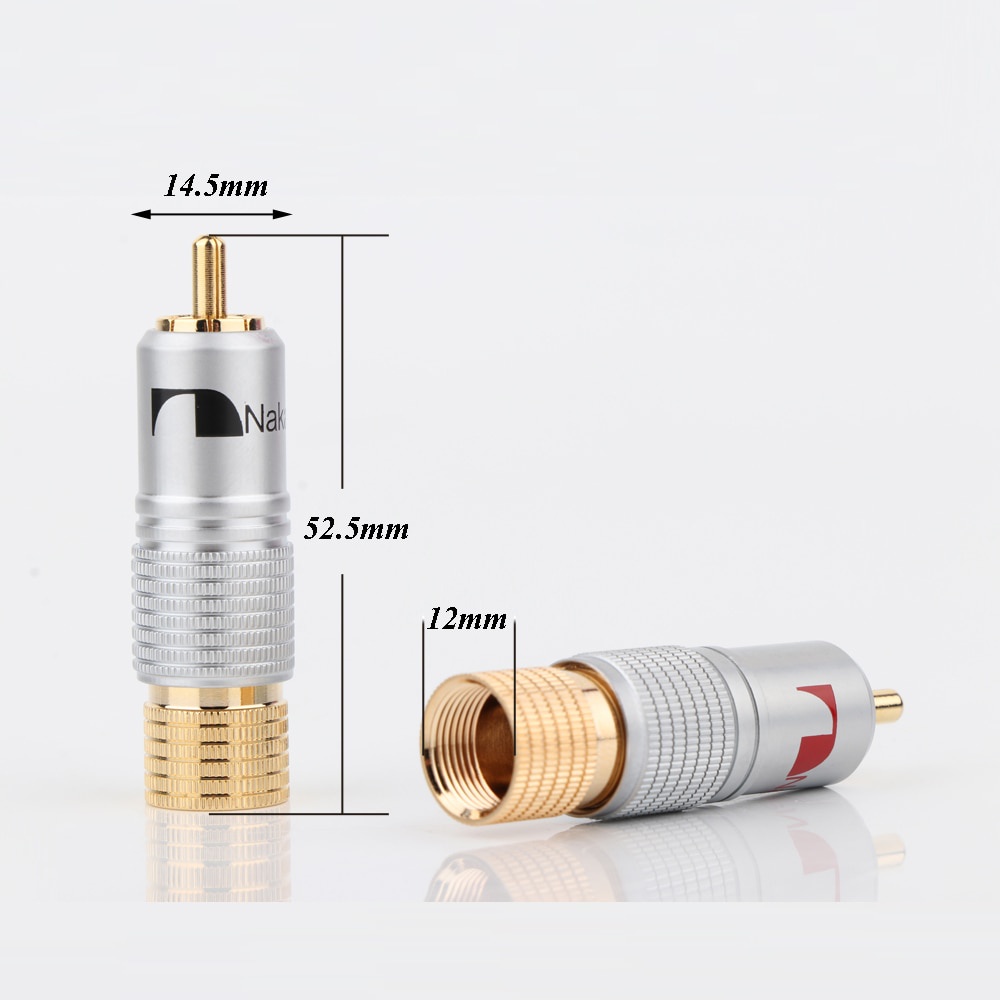Nakamichi RCA Plugs Locking Connector 10mm (N15) หัว RCA นากามิชิ แบบขันล็อคได้ 24K Gold plated 1คู่