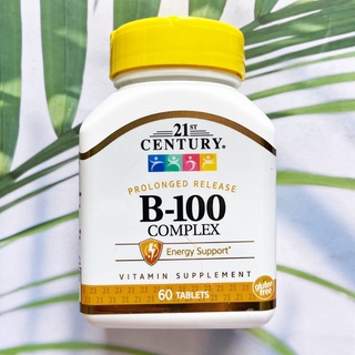 วิตามินบีรวม B-100 Complex, Prolonged Release 60 Tablets (21st Century®) ระบบประสาทและสมอง