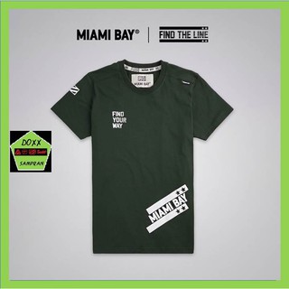 Miami bay เสื้อคอกลม ชาย  รุ่น Find the line สี เขียวแก่