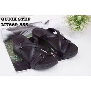 รองเท้าเพื่อ​สุขภาพ​พื้นสูง2.5​นิ้ว Quick Step​ หน้าโบว์ติดเพรช