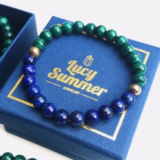 LUCY SUMMER กำไลข้อมือหินแท้  Lapislazuli, Malachite, Pyrite (กำไลหินแท้ รับประกันหินแท้)