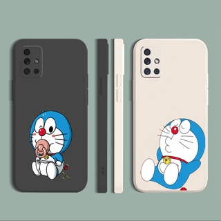 เคสซิลิโคนนิ่ม ขอบตรง ลายโดเรม่อน สําหรับ Samsung A31 A32 4G A52 A72 5G A11 A51 A71 A21S A02S A20S