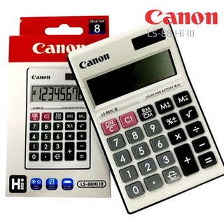 เครื่องคิดเลข Canon LS-88Hi III  จอแสดงผล LCD ขนาดใหญ่พิเศษ แสดงตัวเลข 8 หลัก  ออกแบบจอให้ลาดเอียง เพื่อองศาที่พอดี