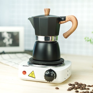 (ชุดต้มกาแฟสด) เตามินิไฟฟ้า 1 หัวต้ม 500W.- หม้อมอคค่าพอท (MOKA POT) อลูมิเนียม 3 ถ้วย