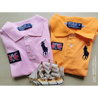 POLO: เสื้อคอปก ปักม้าโปโล สีชมพู สีส้ม size : 2y/4y