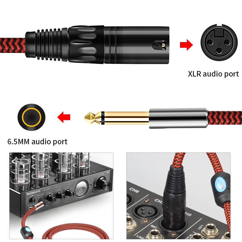 GOLLEY LION 1/4 นิ้ว 6.35มม.Mono Ts To Xlr Male อะแดปเตอร์สายเคเบิ้ลเสียงสําหรับไมโครโฟน