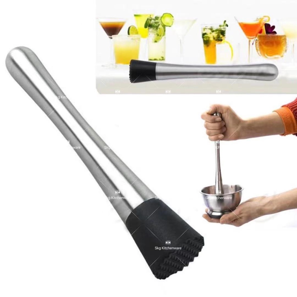 สแตนเลสไวน์ COCKTAIL SWIZZLE STICK COCKTAIL MUDDLE STEEL BAR MIXER ICE CRUSHING