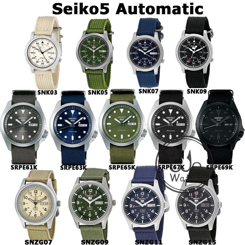 SEIKO5 สายผ้ารุ่น SRPE61 SRPE63 SRPE65 SRPE67 SRPE69 SNK803 SNK805 SNK807 SNK809 SNZG07 SNZG011 ประกันศูนย์ นาฬิกาชาย