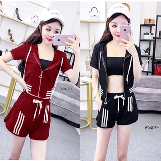 TW6940 Set 2 ชิ้น เสื้อมีฮู้ด+กางเกงขาสั้น