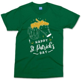 เสื้อยืดผ้าฝ้ายพิมพ์ลายขายดี เสื้อยืด พิมพ์ลาย Happy Saint Patrick Him Her ตลก สําหรับผับ เบียร์