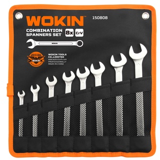 🔥โค้ดINC3LEL3ลด30฿ชุดประแจแหวนข้างปากตาย 8 ชิ้น 8 pcs combination spanner set ยี่ห้อ WOKIN รุ่น WK150808