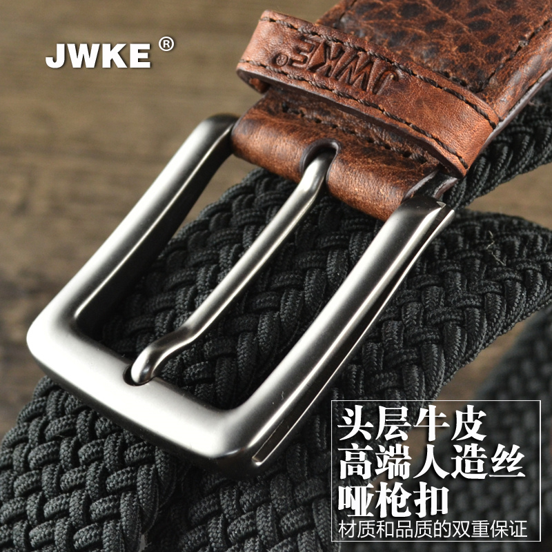 เข็มขัด JWKEผู้ชายผ้าใบทอเข็มขัดน้ำขาหัวเข็มขัดเข็มขัดยืดหยุ่นสบายๆป่ายืดหยุ่นกอล์ฟกางเกงกีฬาที่มี UCp1
