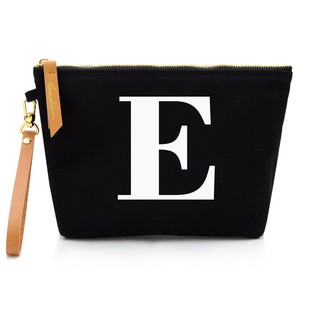 กระเป๋าผ้าลายอักษร ALPHABET CLUTCHES POUCH BLACK “E”