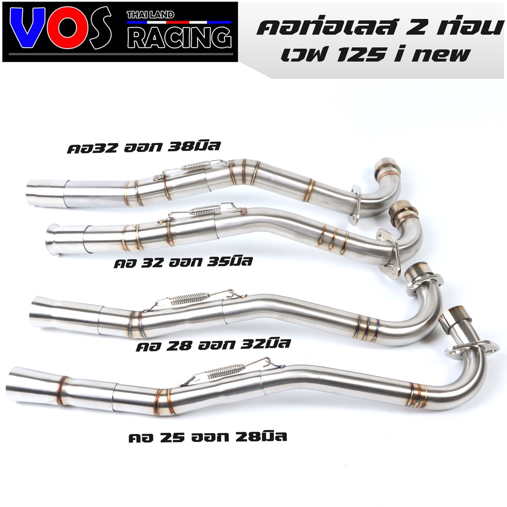 คอท่อเลสW125iNew2012-2019 พร้อมสปริงรุ่น ขนาด 32ออก35มิล/32ออก38มิล/28ออก32มิล/25ออก28มิล ไม่เป็นสนิม