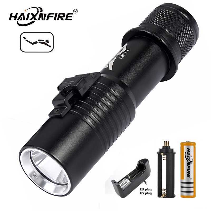 Haixnfire DV12 ไฟฉายดําน้ํา T6 LED ไฟตั้งแคมป์กลางแจ้งตกปลาดําน้ําดําน้ําดําน้ําไฟฉาย