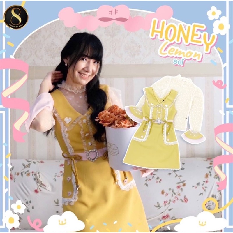 ❤️พร้อมส่ง❤️8studio ชุดเดรส Honey lemon collection