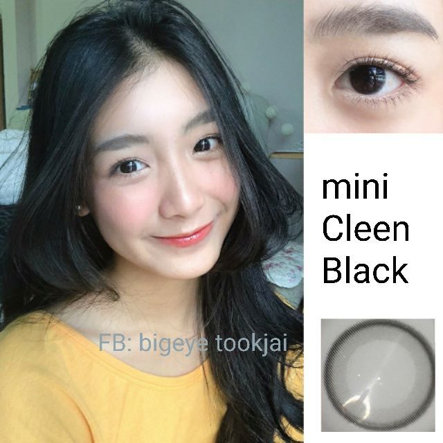 💖 Kitty kawaii ๑ สีดำ black mini Cleen & Clean สายตา -00 ถึง -1000 Contactlens  บิ๊กอาย คอนแทคเลนส์ 