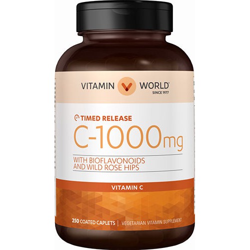 พร้อมส่ง วิตามินซี 1000 mg 250 เม็ด Timed Release (Vitamin World Vitamin C 1000 mg) EXP 09/23 บำรุงสุขภาพ