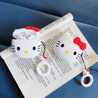 Hello kitty เคสซิลิโคนพิมพ์ลายเคสหูฟังลายการ์ตูนแมวสีชมพูสําหรับ Airpods 1 2 3 pro