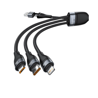 โปรโมชั่น : Baseus 3 In 1 สายชาร์จ Usb 100W Fast Charge Data Cable USB to MLC IPHONE Huawei Xiaomi Redmi