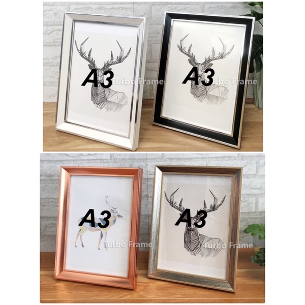 กรอบรูปตกแต่งบ้าน ขนาดภาพ A3, 12x15", 12x16", 12x18"  สีขาวขอบเงินเฉียง, สีโรสโกลด์ ,สีเงินtexture สวยสุดๆ  พร้อมกระจกใส