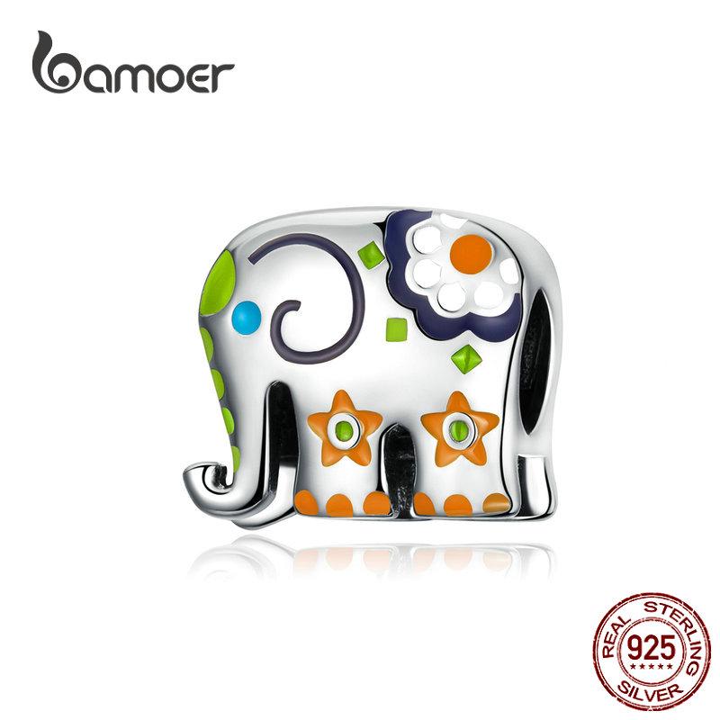 BAMOER Elephant Charms Bead fit DIY Bracelet Necklaces 925 Sterling Silver