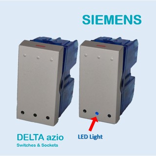 สวิทซ์ไฟ แบบมีไฟ สีเมทาลิก (ซีเมนต์)  / Siemens Switch with LED light (Aluminum metallic color)