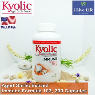 สารสกัดจากกระเทียม Aged Garlic Extract Immune Formula 103 200 Capsules - Kyolic สนับสนุนระบบภูมิคุ้มกัน