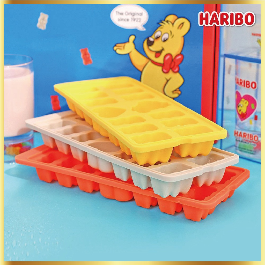 [ผลิตในเกาหลี] HARIBO Goldbears แม่พิมพ์ถาดน้ําแข็งซิลิโคนพร้อมฝาปิด | แม่พิมพ์น้ําแข็งอบและสบู่อเนกประสงค์