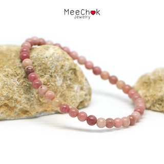 หินโรโดไนท์ Rhodonite 4 มิล หินความรัก สมปรารถนาในความรัก กำไลหิน หินสี หินสีชมพู By.Meechok