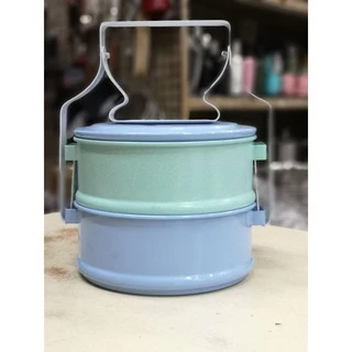 ปิ่นโตเคลือบสี ทรงตรง ขนาด 14 c.m. (ทางร้านเลือกสีให้)