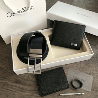 แท้💯% Calvin Klein Leather Belt &amp; Wallet Set